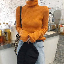 Load image into Gallery viewer, Turtleneck Sweater Women Autumn Winter Long Sleeve Leisure Sweater 2019 Solid Casual Pullover Fashion Knitted Sweater Tunic