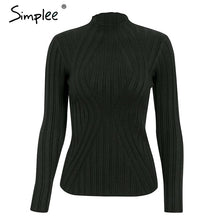 Load image into Gallery viewer, Simplee Casual tie up knitted sweater women Skinny slim knitting pull femme jumper Crop top winter sweater tricot pullover women