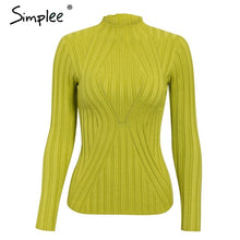 Load image into Gallery viewer, Simplee Casual tie up knitted sweater women Skinny slim knitting pull femme jumper Crop top winter sweater tricot pullover women