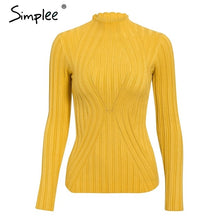 Load image into Gallery viewer, Simplee Casual tie up knitted sweater women Skinny slim knitting pull femme jumper Crop top winter sweater tricot pullover women
