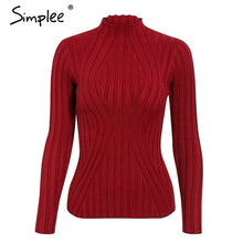Load image into Gallery viewer, Simplee Casual tie up knitted sweater women Skinny slim knitting pull femme jumper Crop top winter sweater tricot pullover women